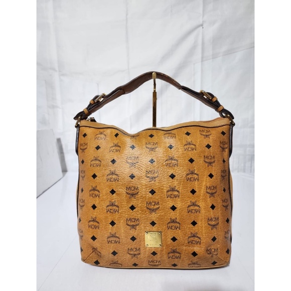 Authentic MCM Visetos Shoulder Bag Cognac - Picture 1 of 14
